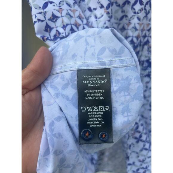 Alex Vando Mens Blue Button-Down Shirt Top Long Sleeves Collared Size S Small - Picture 9 of 9